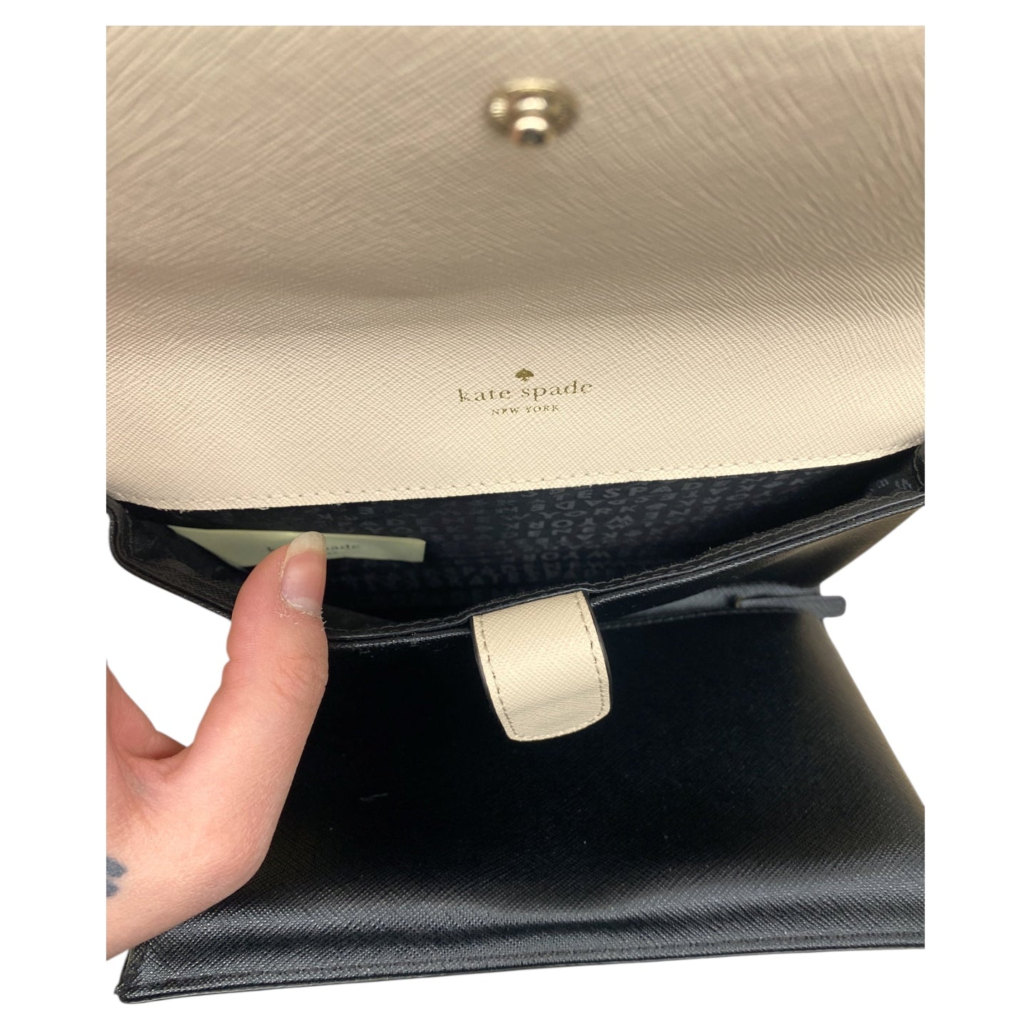 Handbag Designer By Kate Spade In Black & Cream, Size:Small