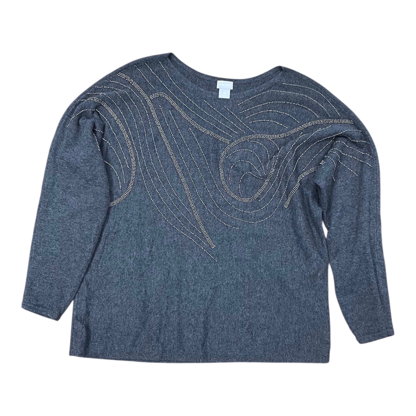 Sweater By Chicos In Grey