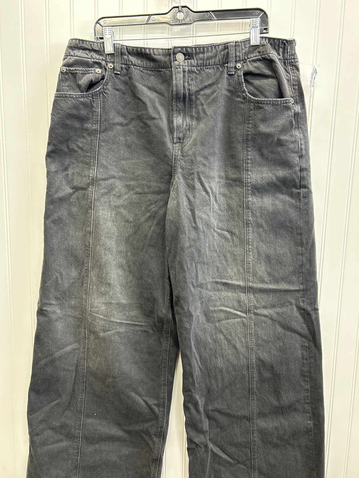 Jeans Wide Leg By American Eagle In Black Denim, Size:16L