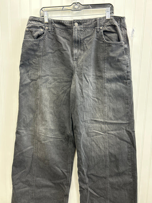 Jeans Wide Leg By American Eagle In Black Denim, Size:16L