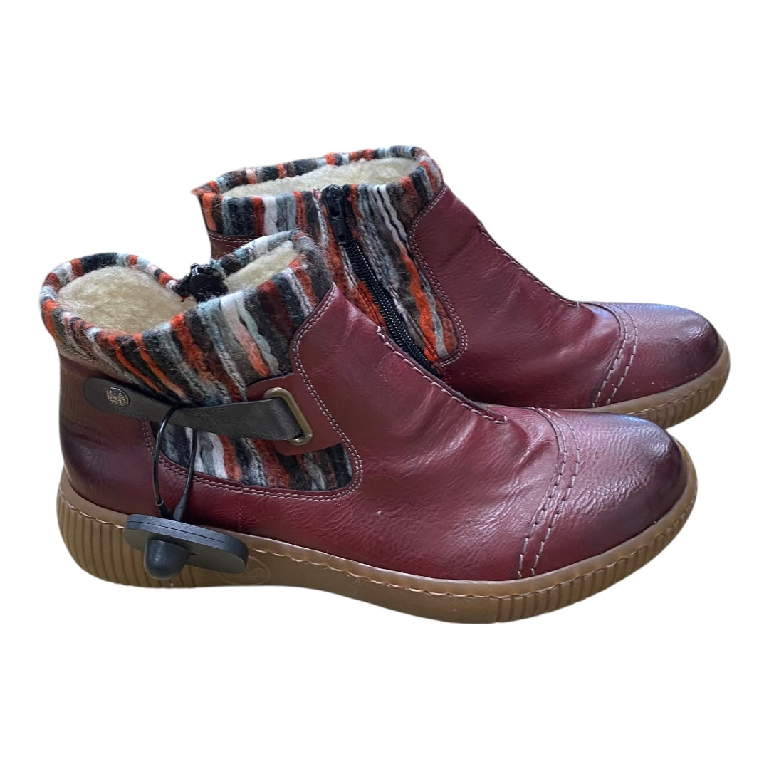 Boots Ankle Flats By Riekers In Red, Size:9