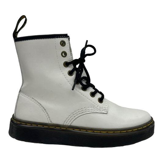 WHITE BOOTS ANKLE FLATS by DR MARTENS Size:5