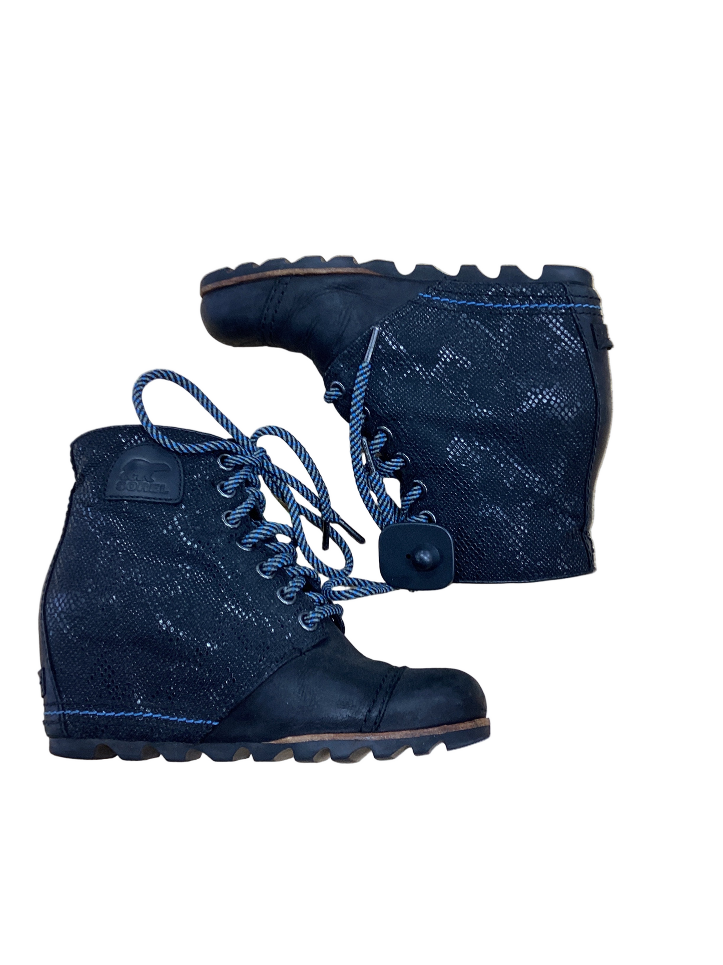 Boots Ankle Heels By Sorel In Black & Blue, Size:8.5