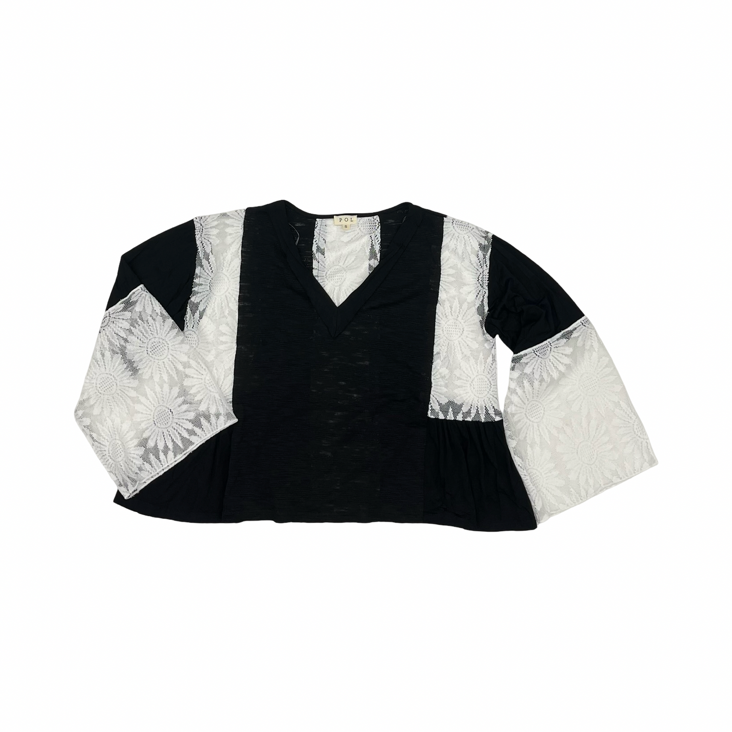 Blouse Ls By Pol In Black & White, Size:S