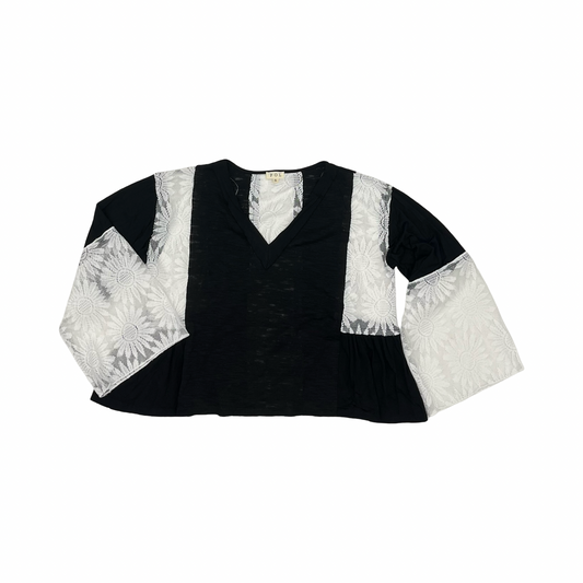 Blouse Ls By Pol In Black & White, Size:S