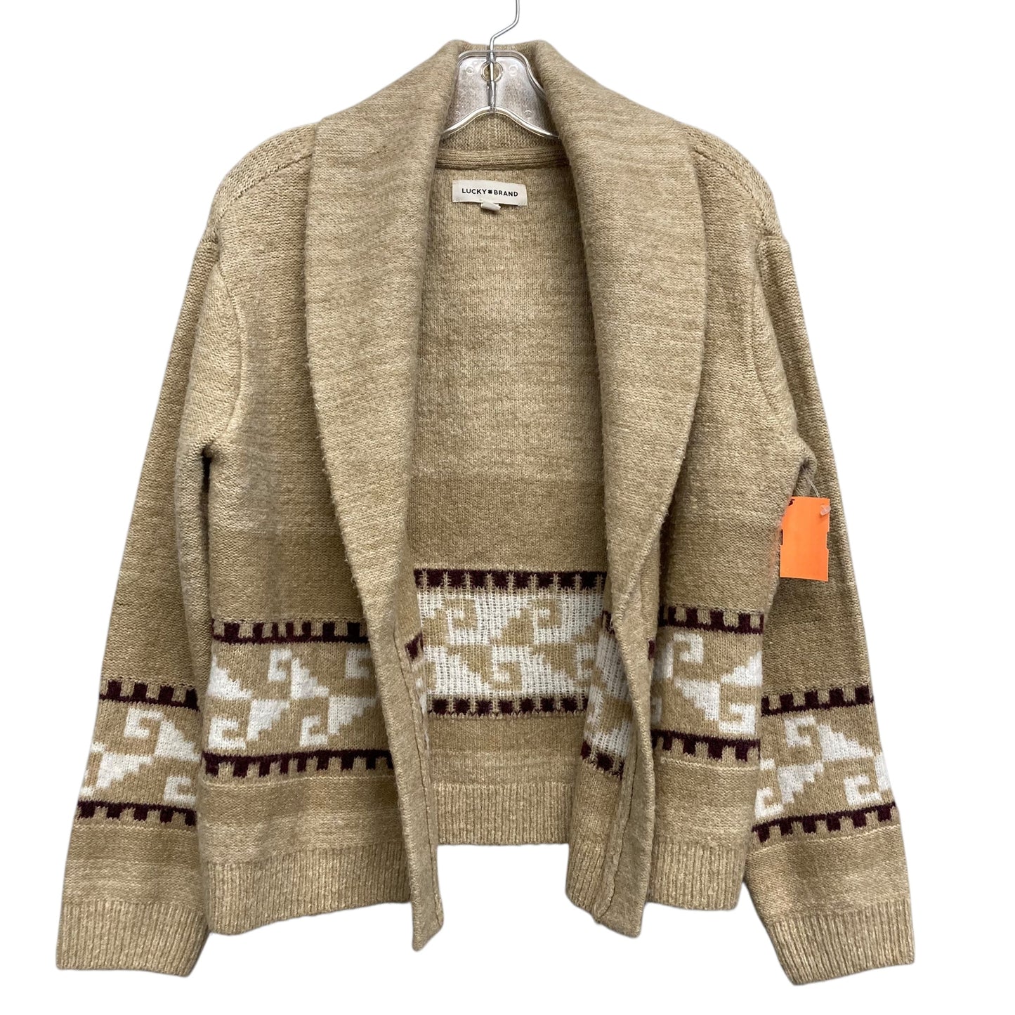 Sweater Cardigan By Lucky Brand In Tan, Size:S