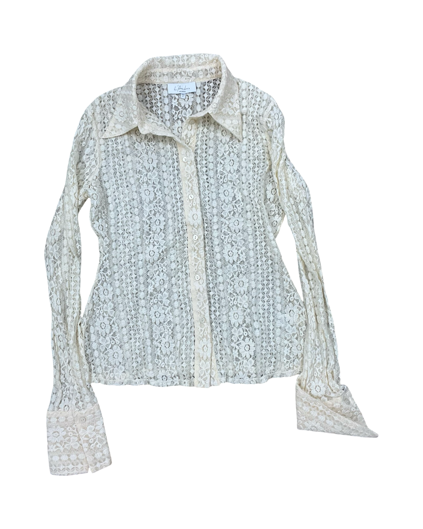Blouse Ls By Clothes Mentor In Cream, Size:Xl