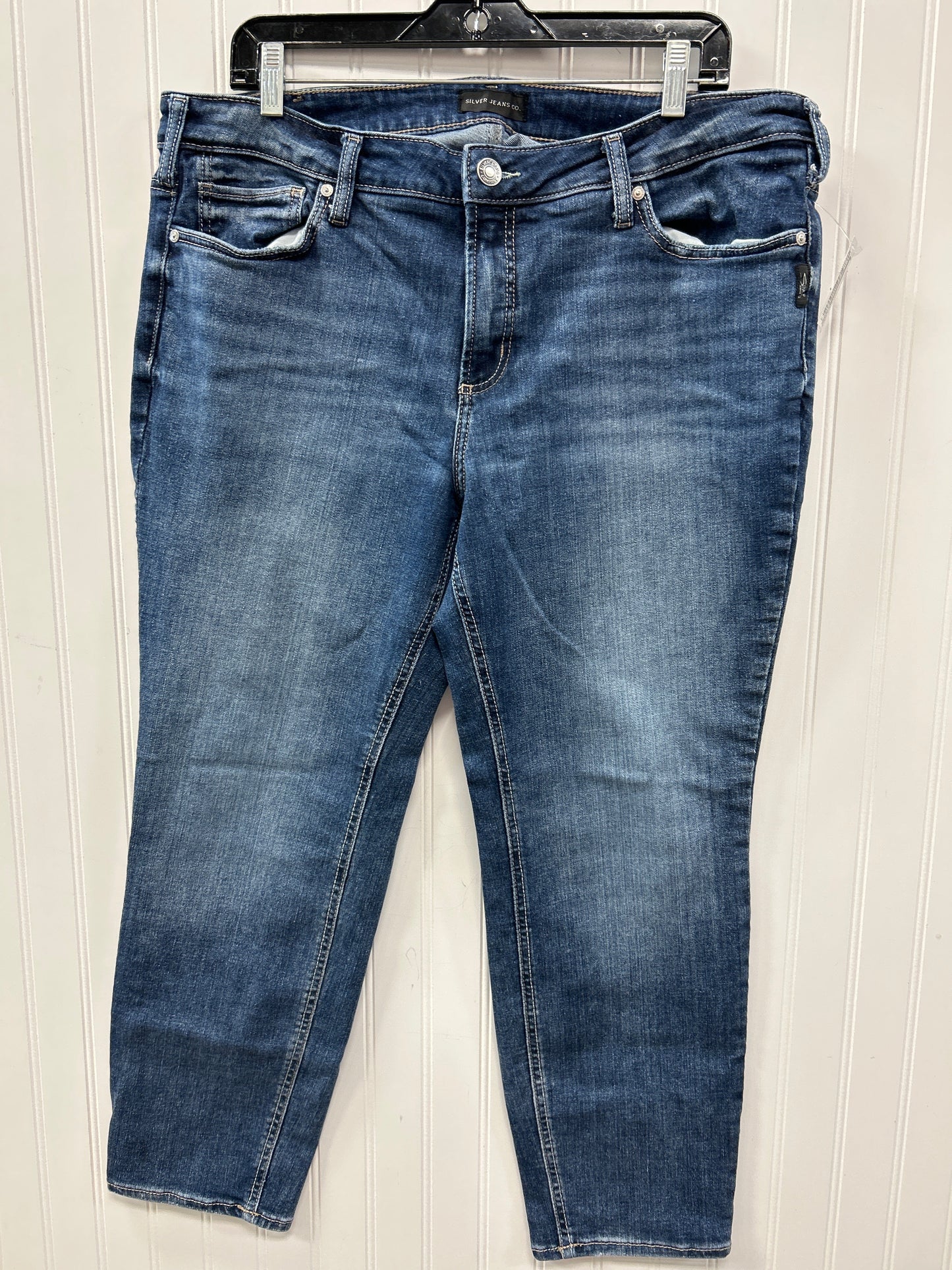 Jeans Straight By Silver In Blue Denim, Size:18