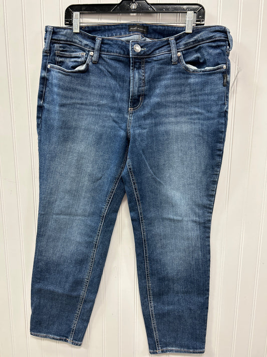 Jeans Straight By Silver In Blue Denim, Size:18