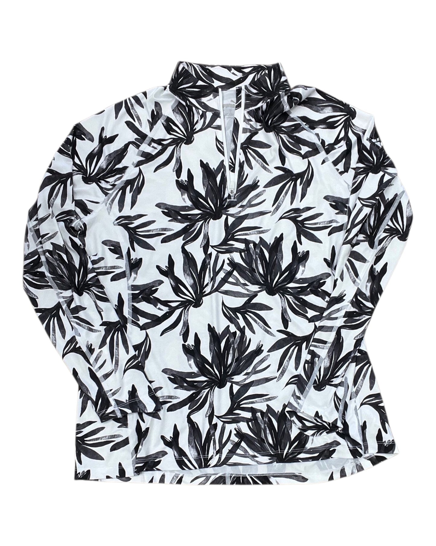 Athletic Top Ls Crewneck By Puma In Black & White, Size:L