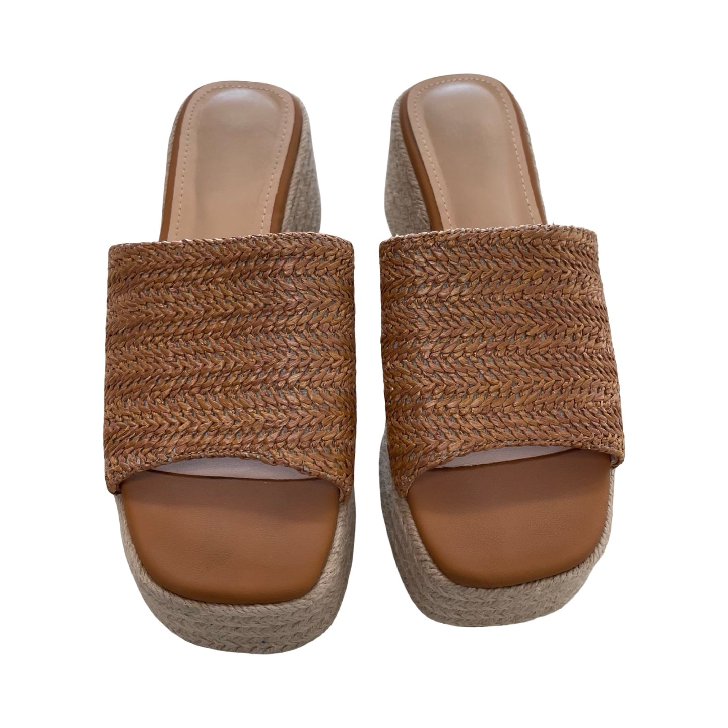 Sandals Heels Block By Clothes Mentor In Tan, Size:7.5