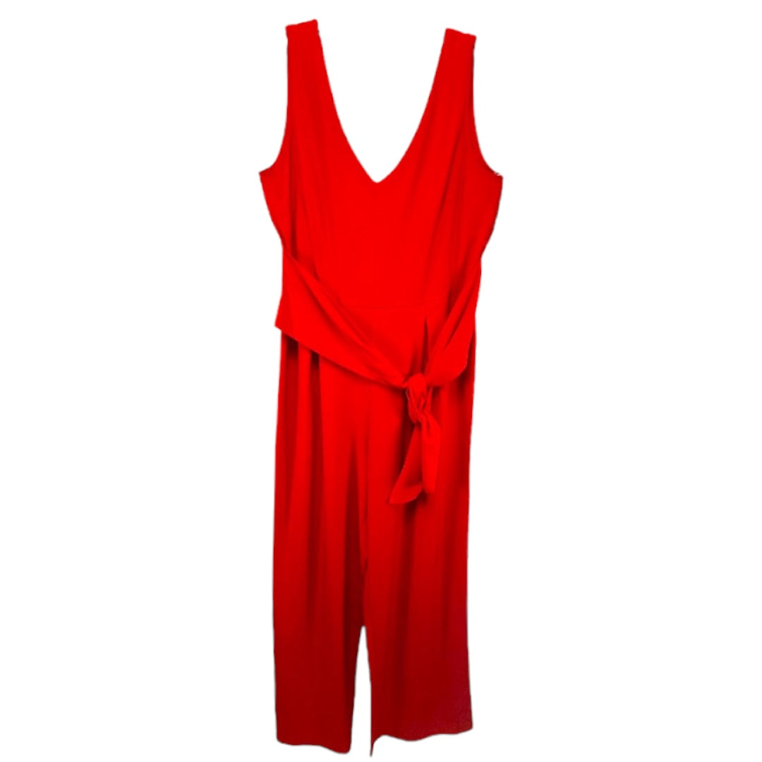 Wide Leg Belted Jumpsuit in Poppy Laundry, Size 8