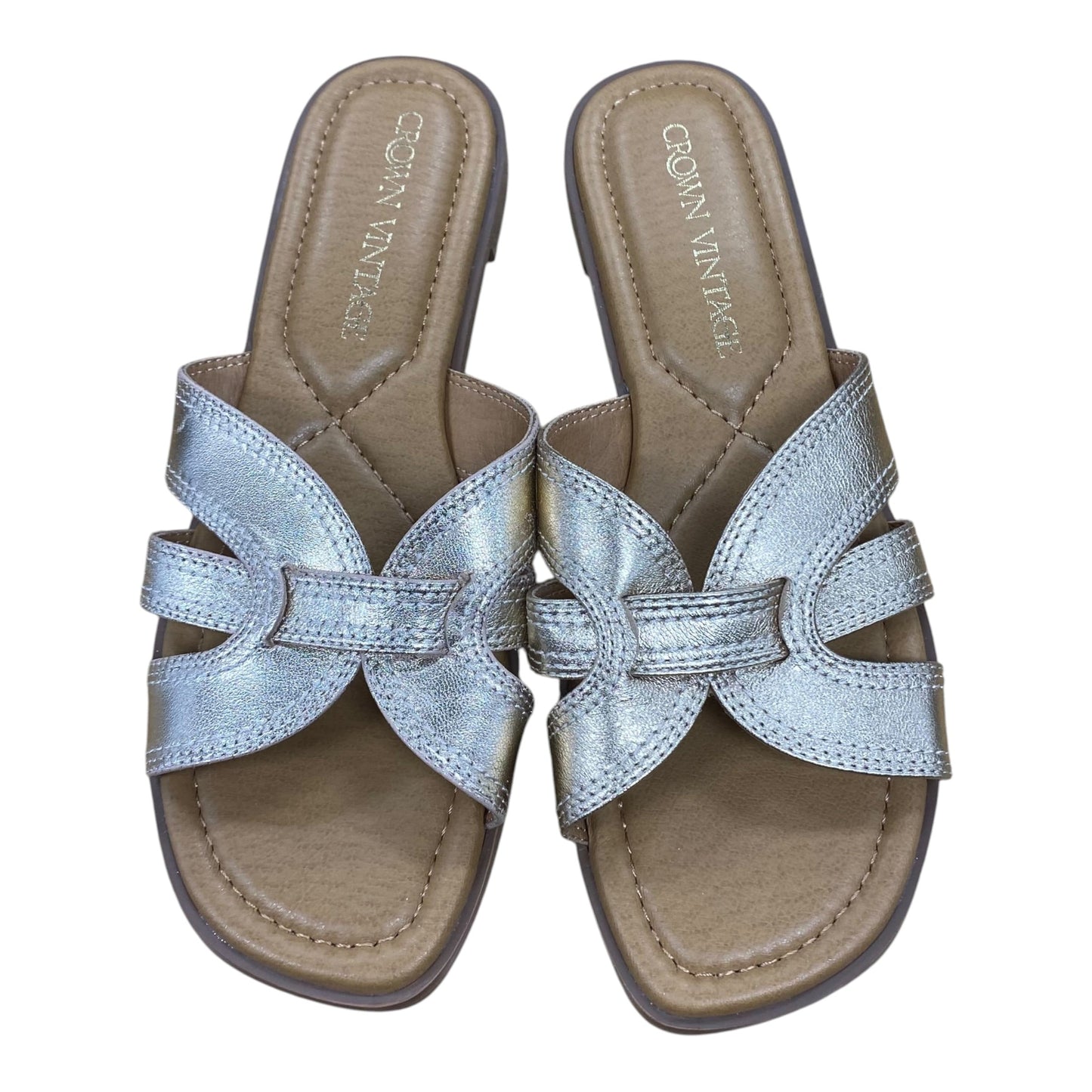 Sandals Flats By Crown Vintage In Gold, Size: 8.5