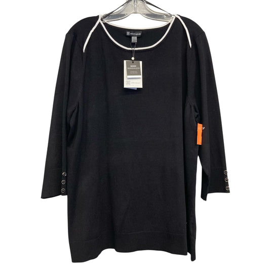 Sweater By Cable And Gauge In Black & White, Size:2X