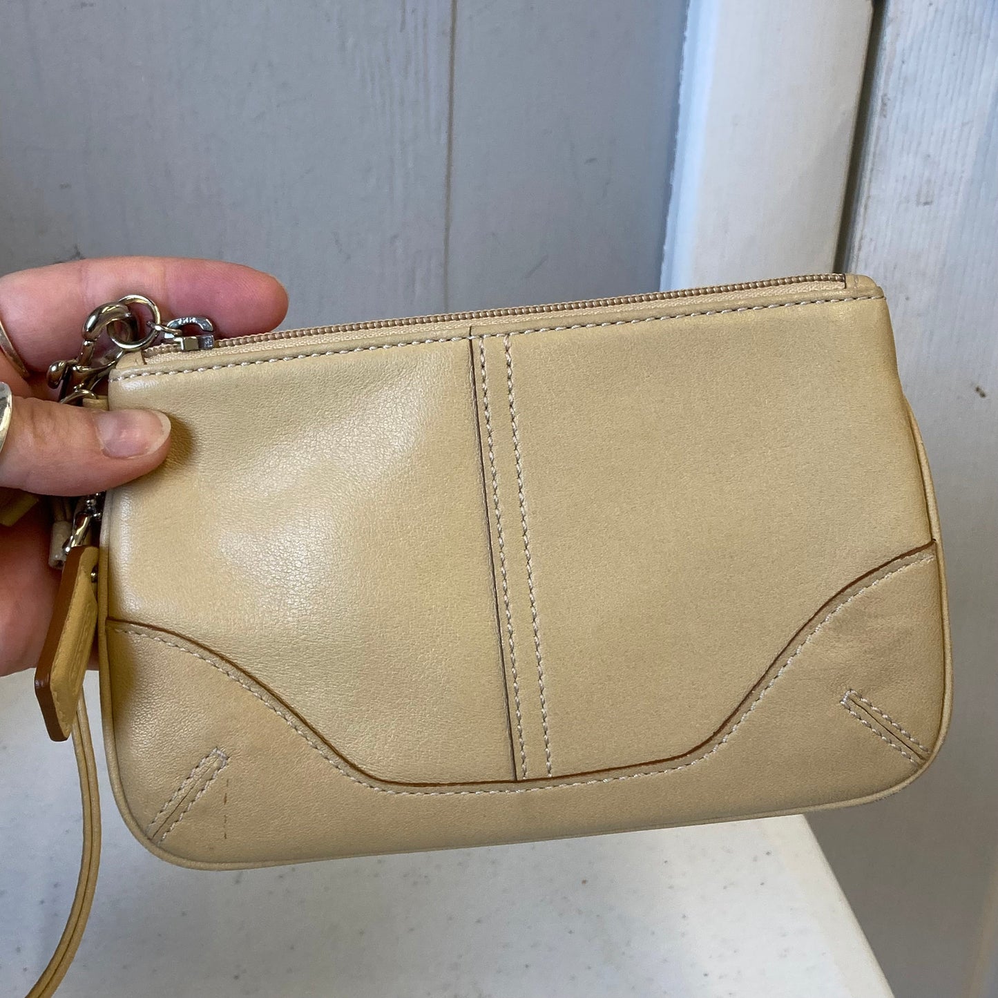 Wristlet Designer By Coach In Beige, Size:Small