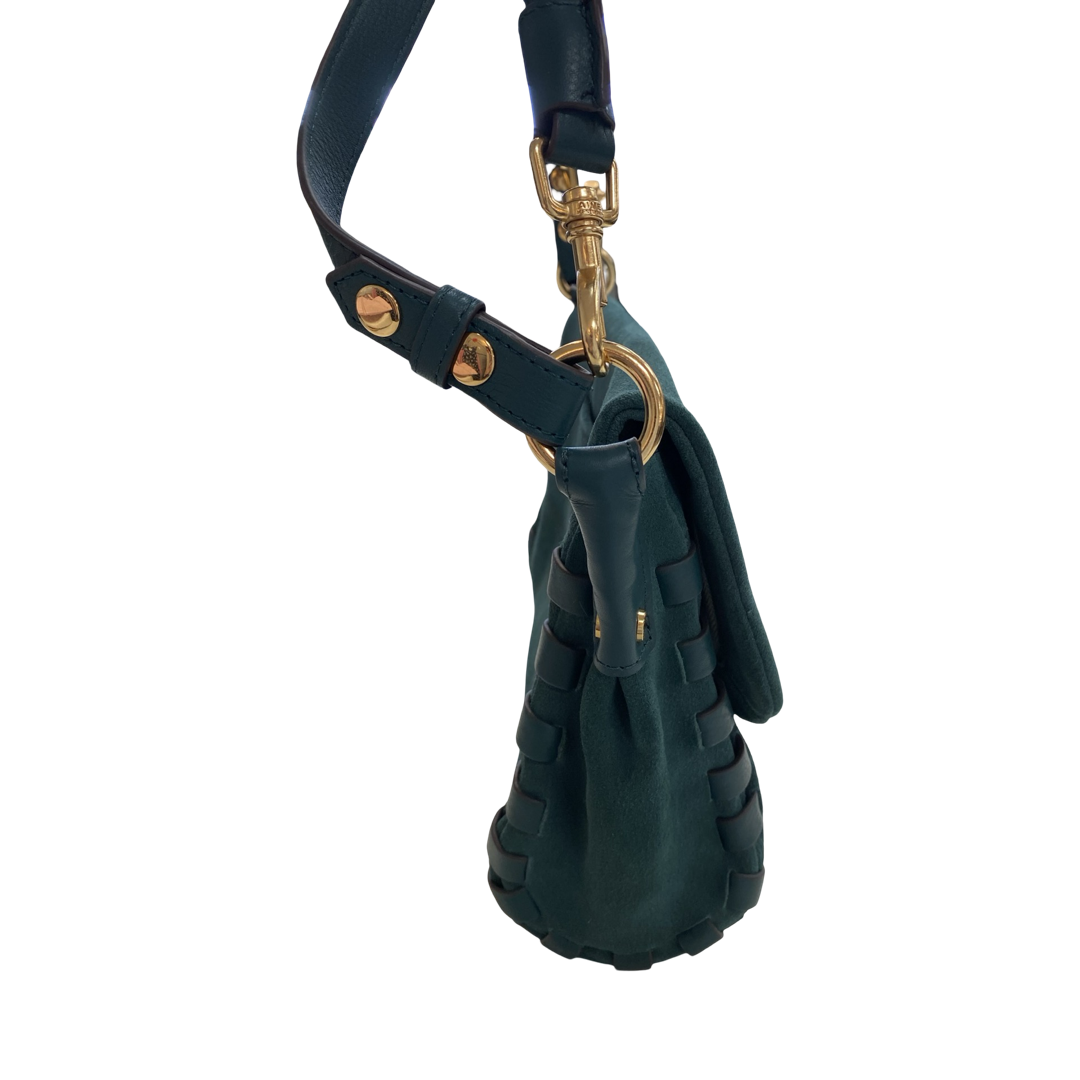 Handbag Leather By Aimee Kestenberg In Teal, Size:Medium