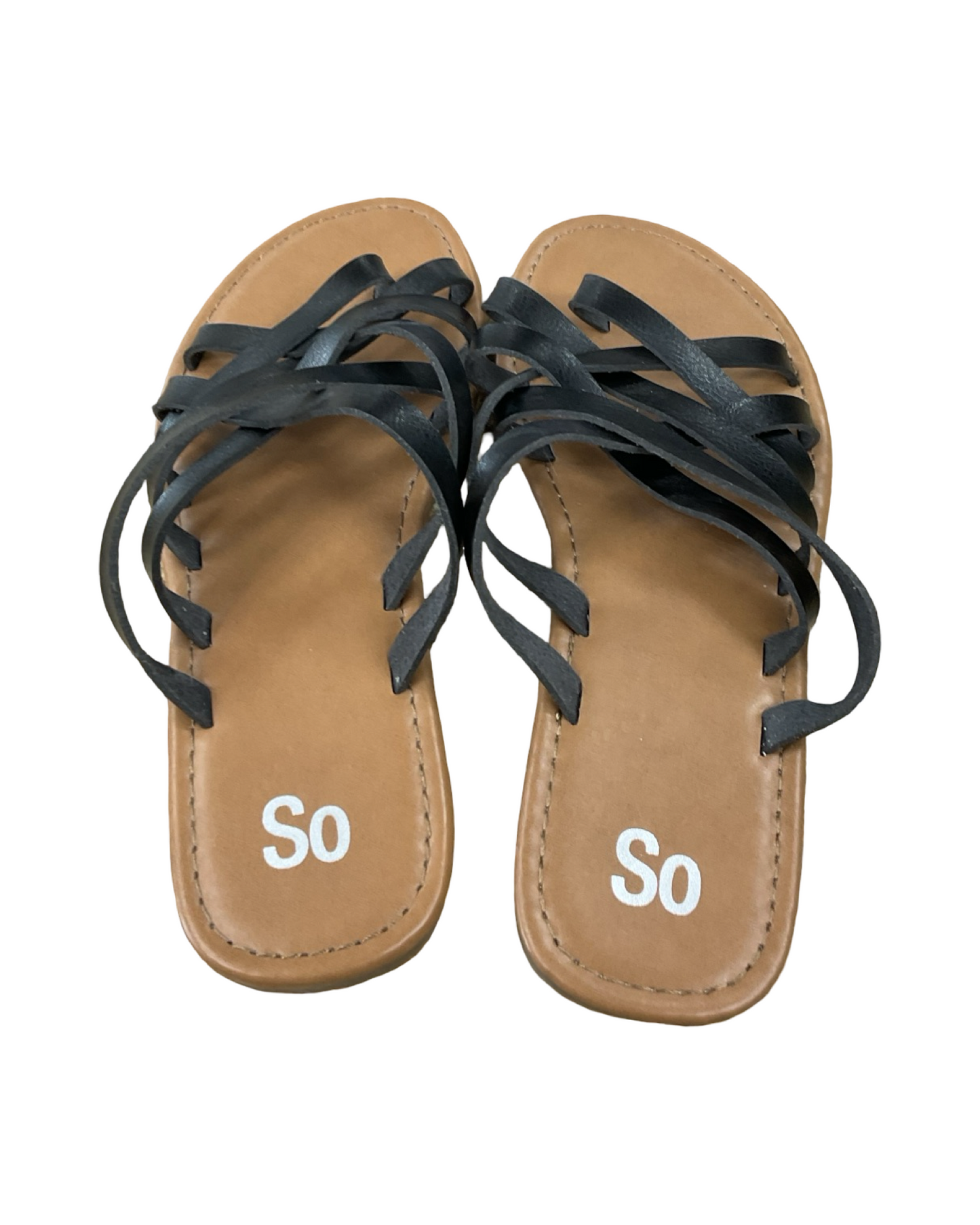Sandals Flats By So In Black, Size:8
