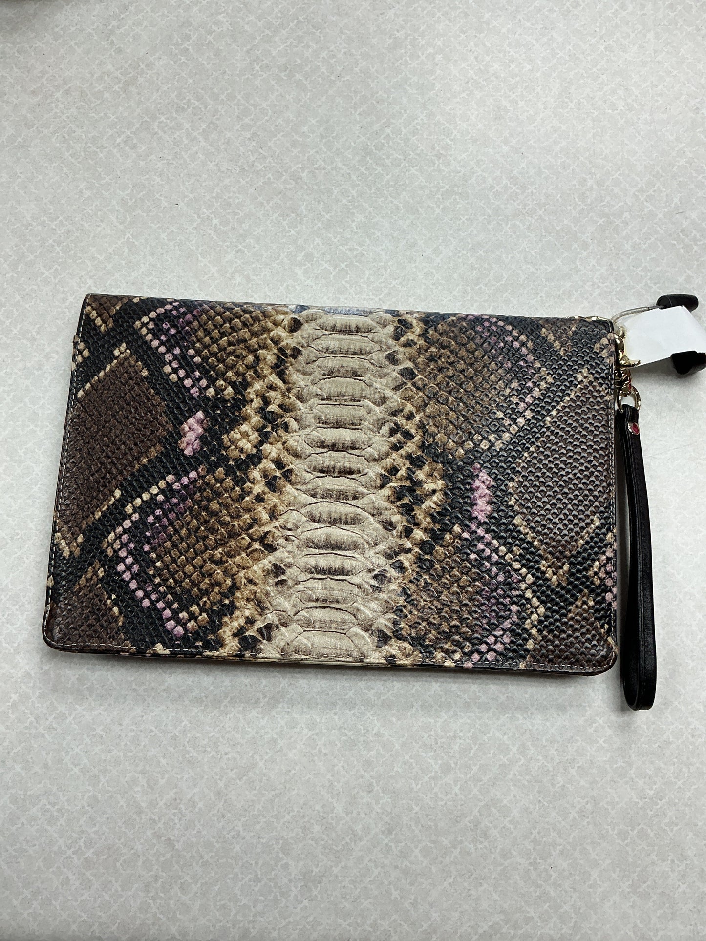 Clutch Designer By Brahmin In Snakeskin Print, Size:Large