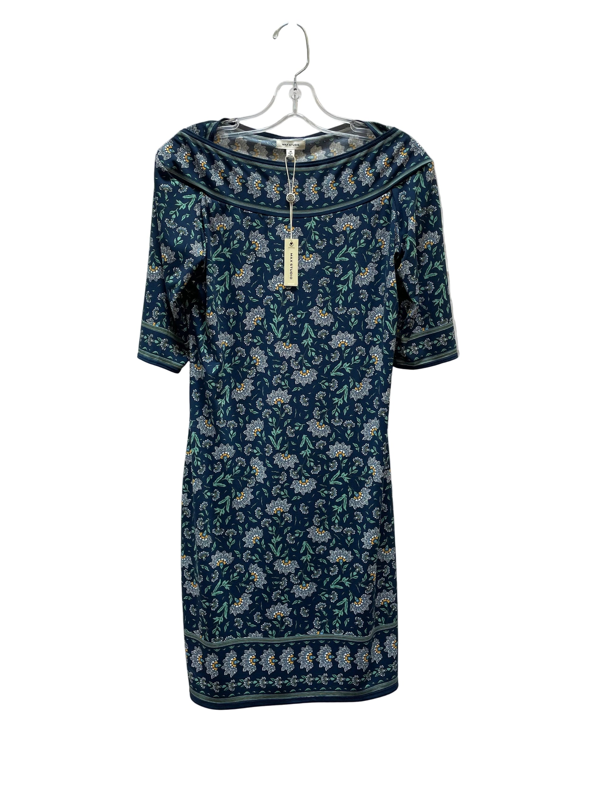 max studio blue floral dress Max Studio Women's Blue Floral Tiered Smocked V-Neck Maxi Dress Sz XL