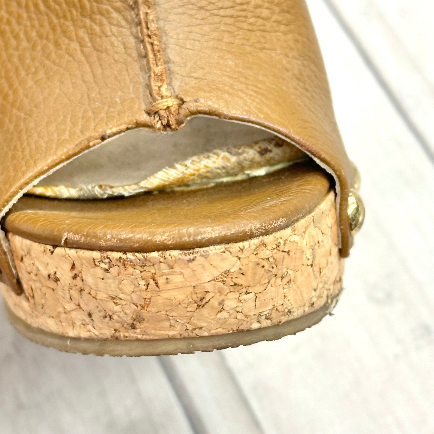 Sandals Heels Wedge By Michael By Michael Kors In Tan, Size: 6