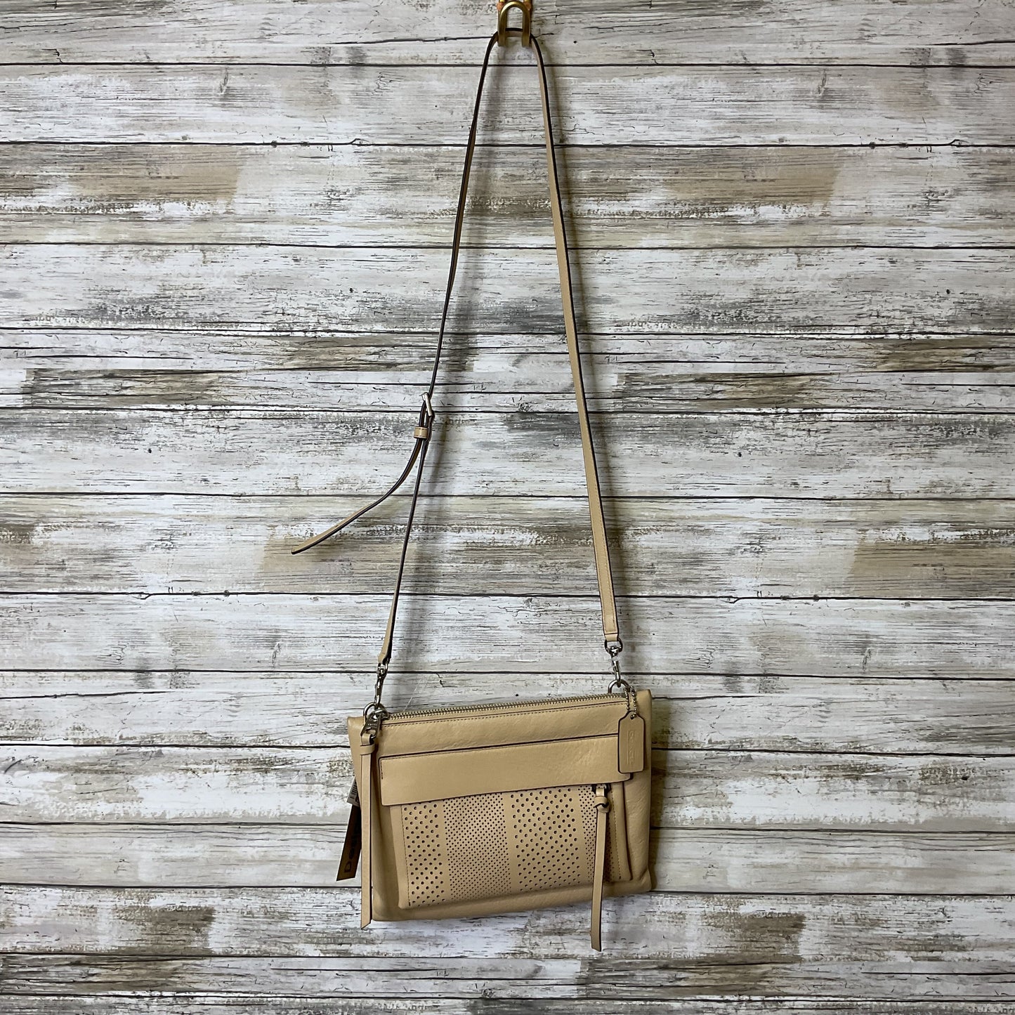 Crossbody Designer By Coach In Tan, Size:Medium