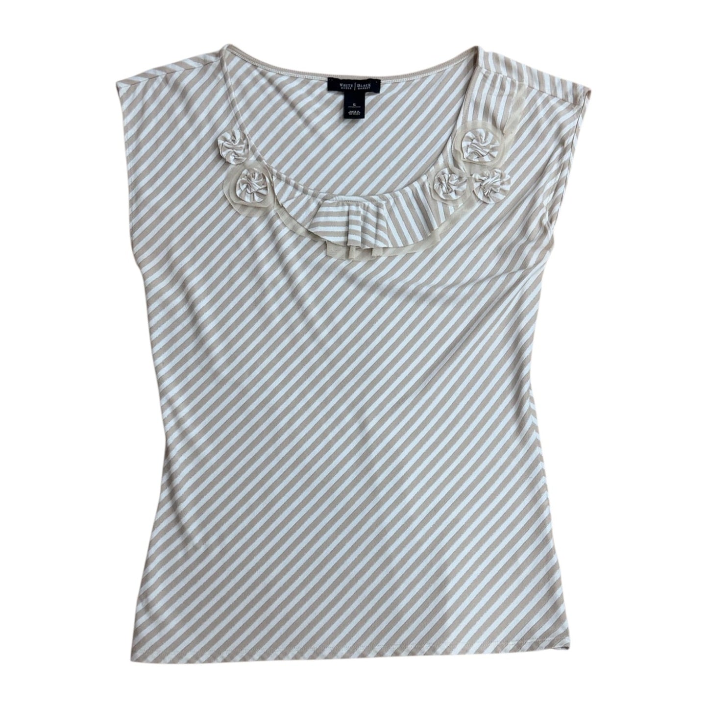 Top Sleeveless By White House Black Market In Silver & Tan, Size:S