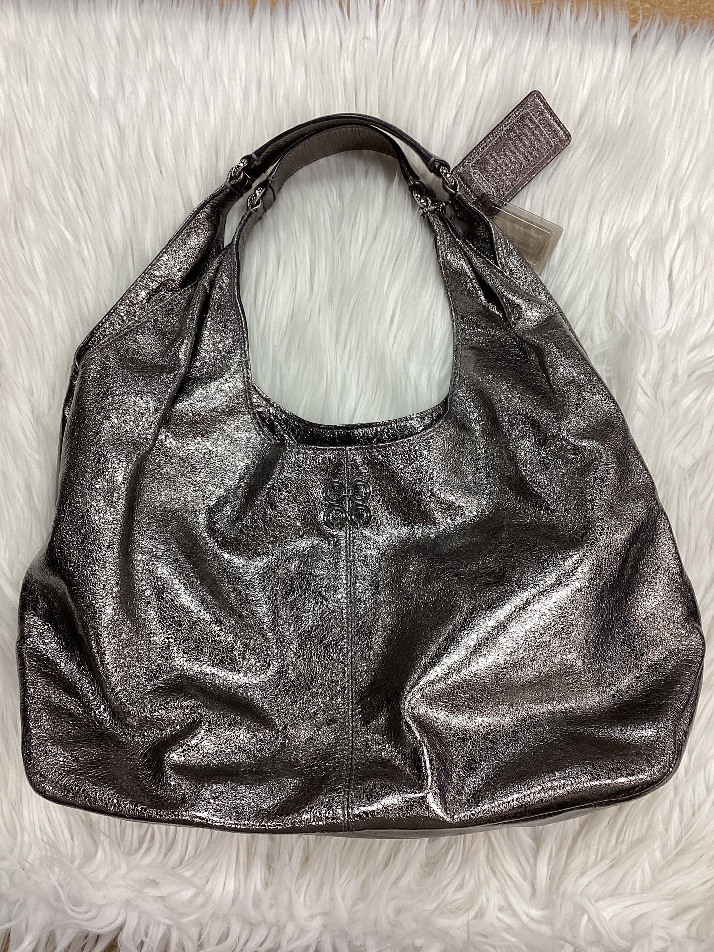 Handbag Designer By Coach In Silver, Size:Medium