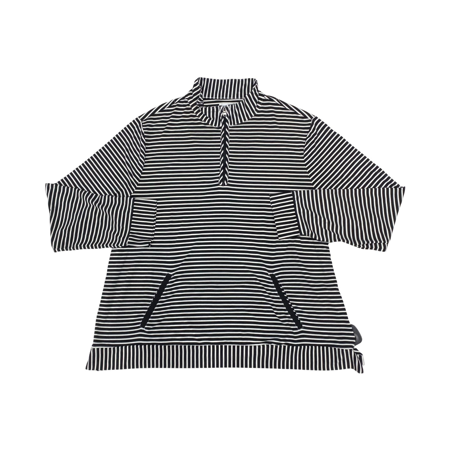 Sweatshirt Collar By Chicos In Black & White, Size:Xl