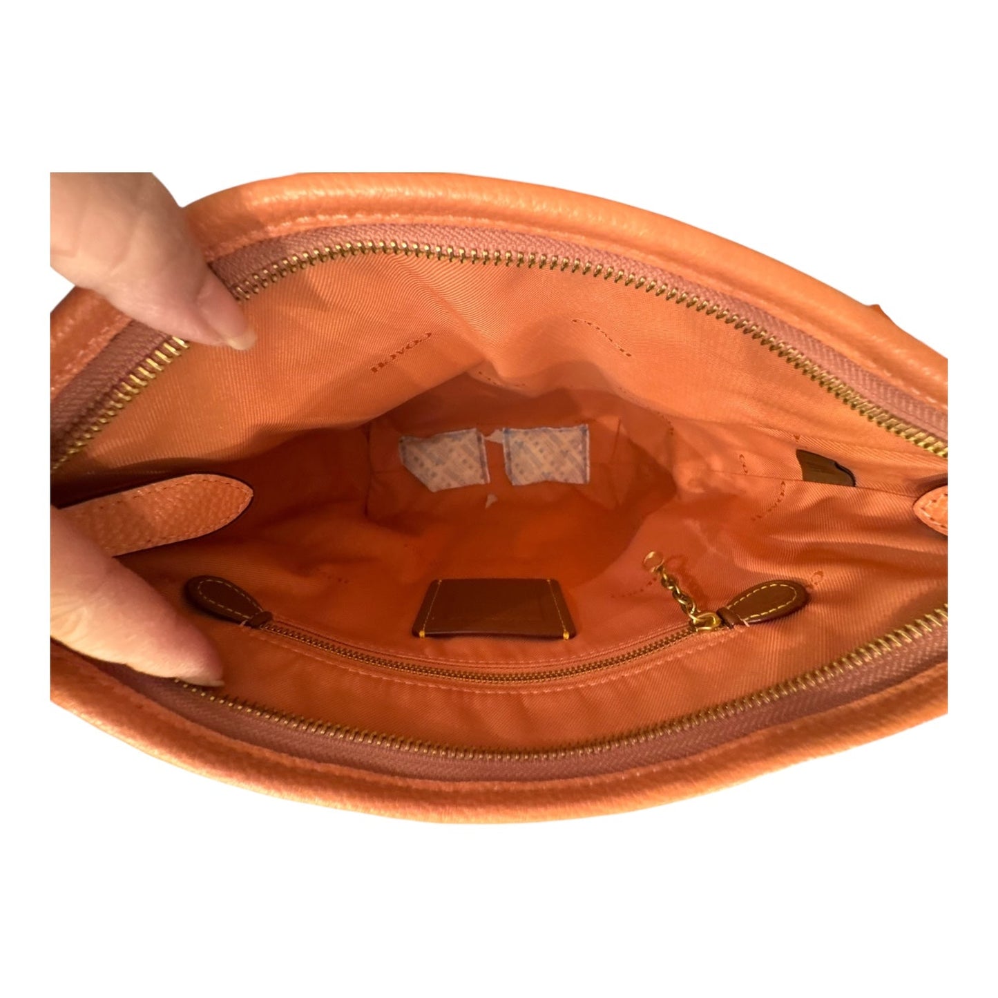 Handbag Designer By Coach In Coral, Size:Medium