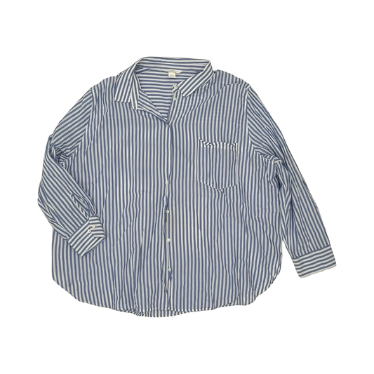 Blouse Ls By H&M In Blue & White, Size:2X