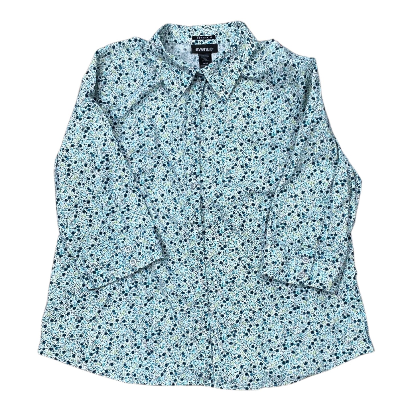 Top 3/4 Sleeve By Avenue In Blue & Green, Size:L