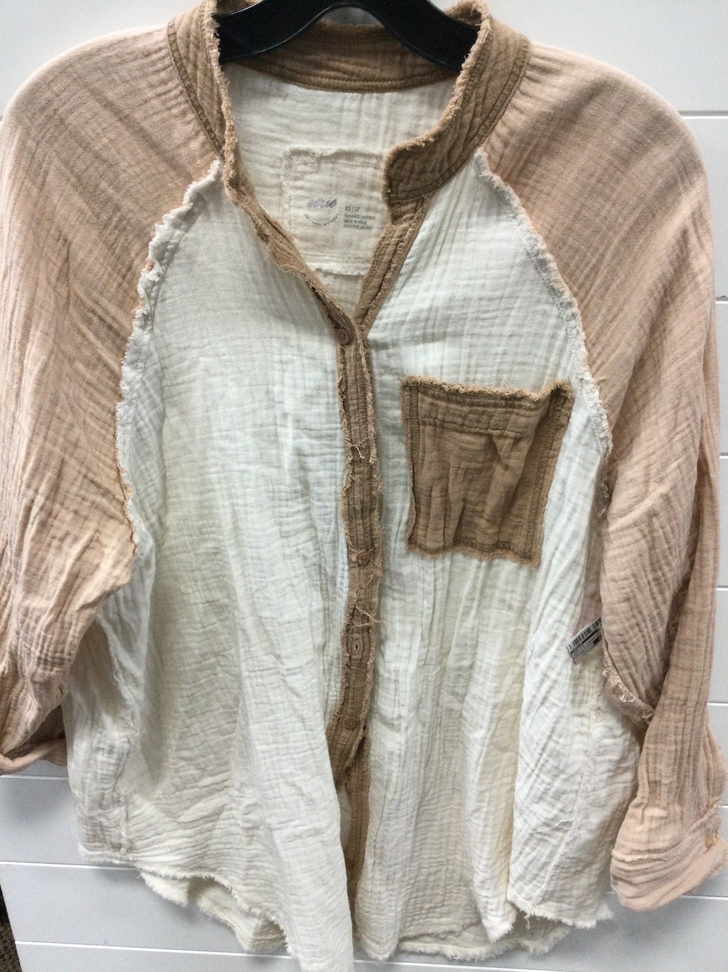 Top Ls By Aerie In Brown & Cream, Size:Xs