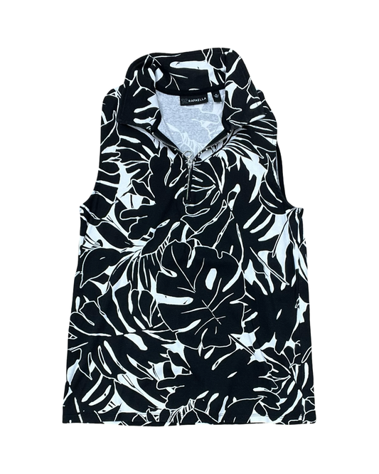 Top Sleeveless By Rafaella In Black & White, Size:M