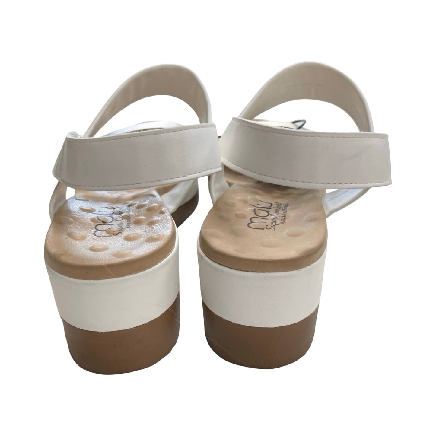 Sandals Flats By MALU In Gold & White, Size:7