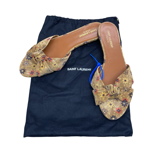 Sandals Luxury Designer By Yves Saint Laurent In Floral Print, Size:10.5
