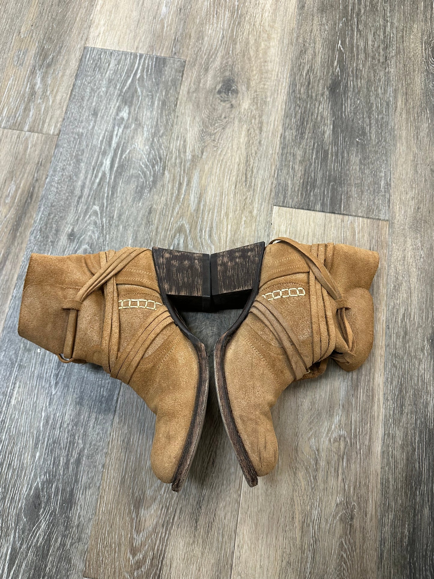 Boots Ankle Heels By Miss Macie In Tan, Size: 8.5