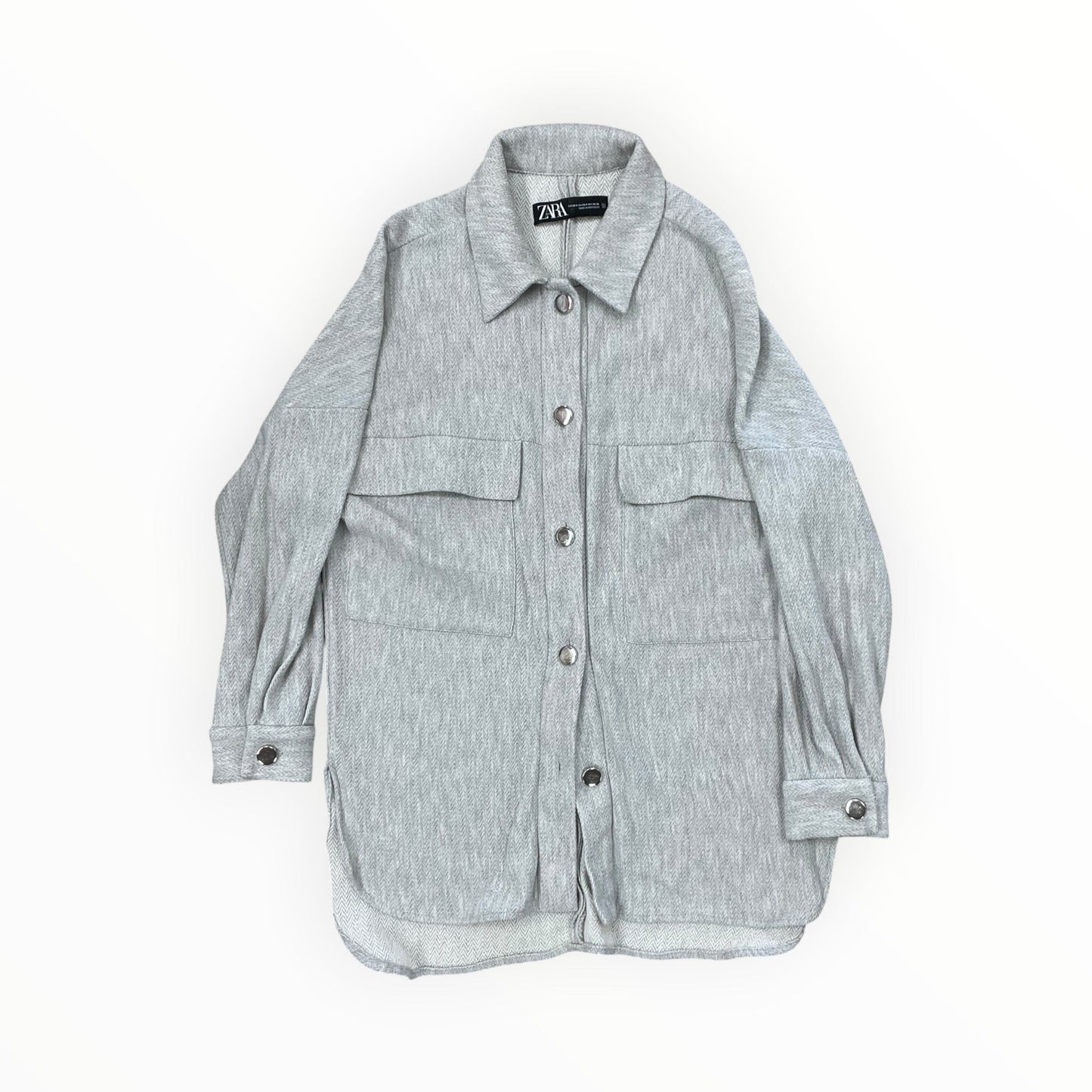 Jacket Shirt By Zara In Grey, Size:S