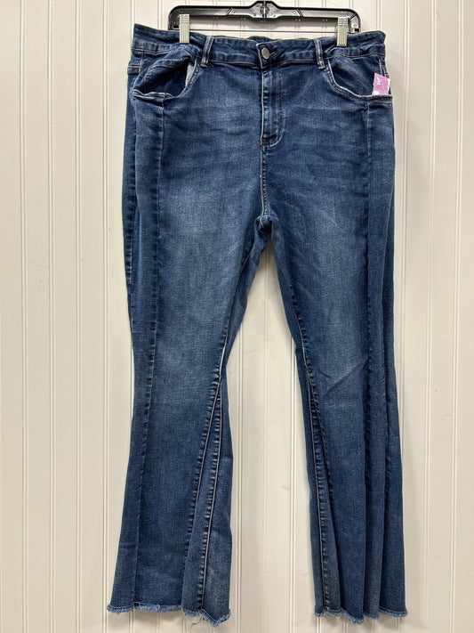 Jeans Flared By Coco And Carmen In Blue Denim, Size:1X