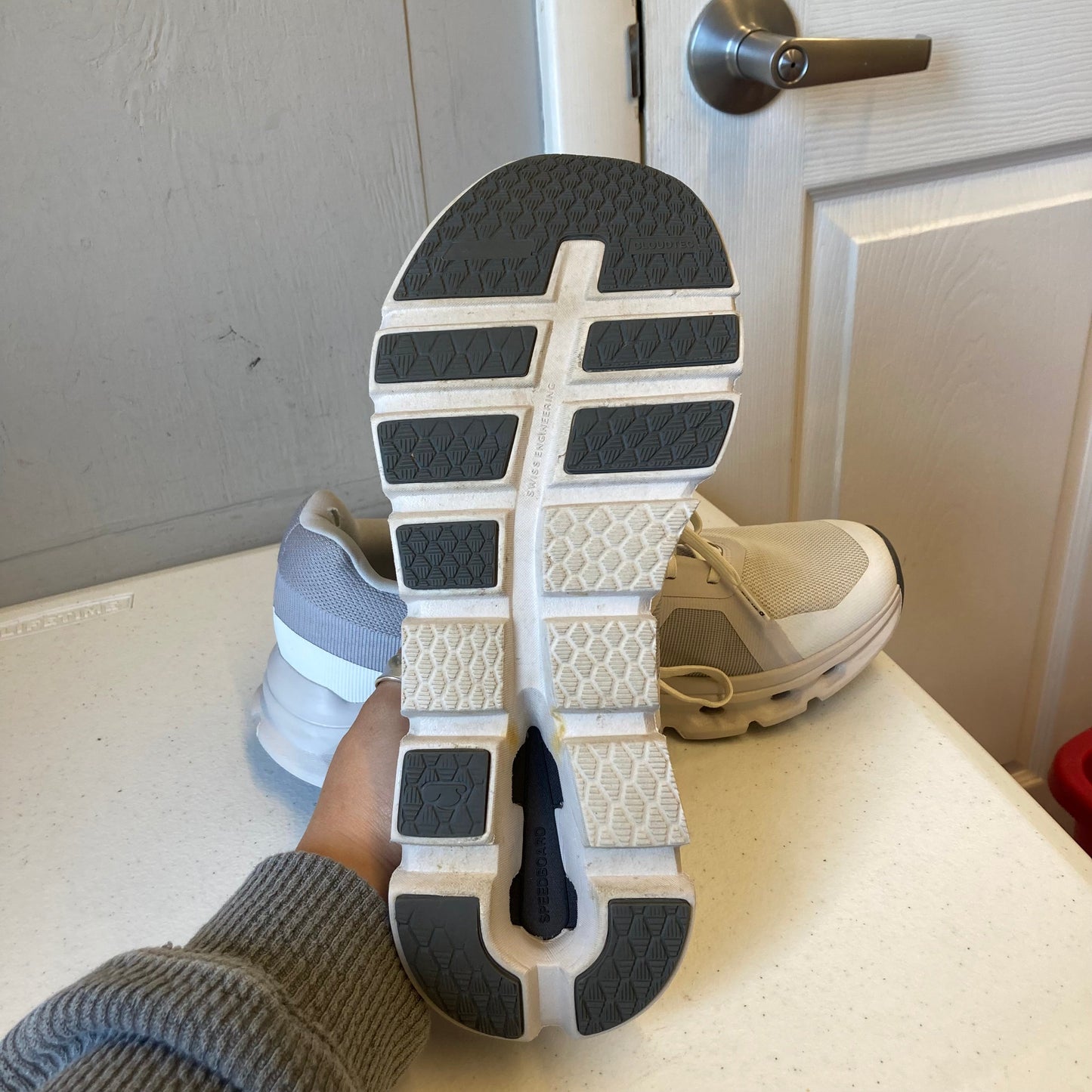 Shoes Athletic By On In Grey & White, Size:10.5
