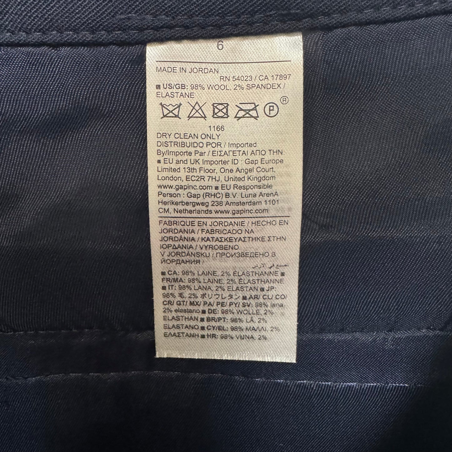 Modern Straight Wool Pants Dress By Banana Republic In Navy, Size: 6