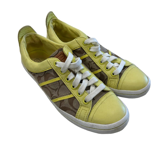 Shoes Designer By Coach In Green & Tan, Size:7