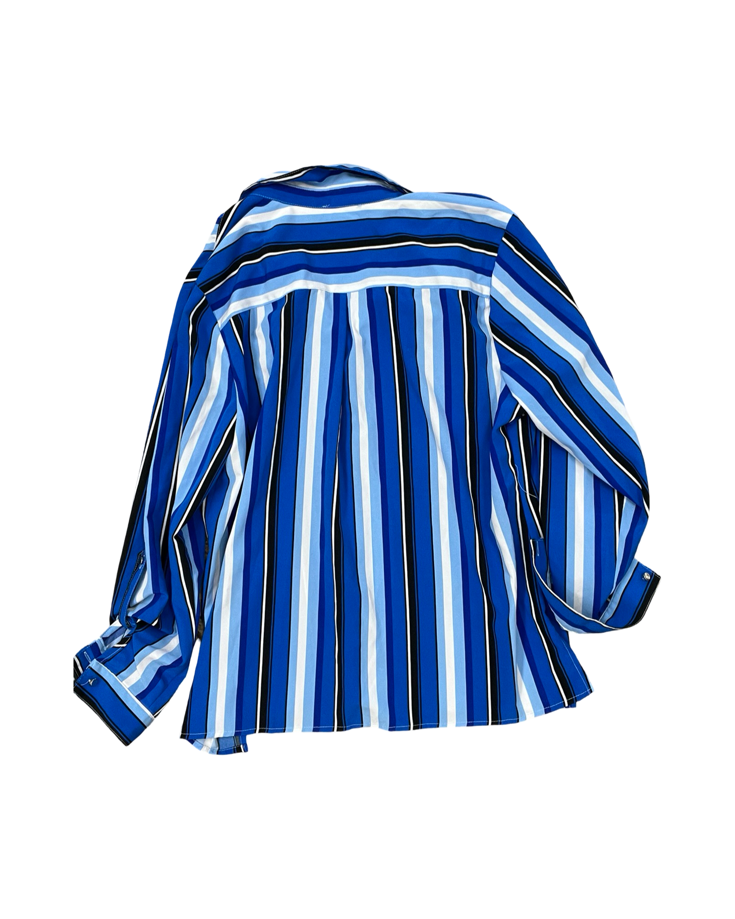 Blouse Ls By Notations In Blue & White, Size:Xl