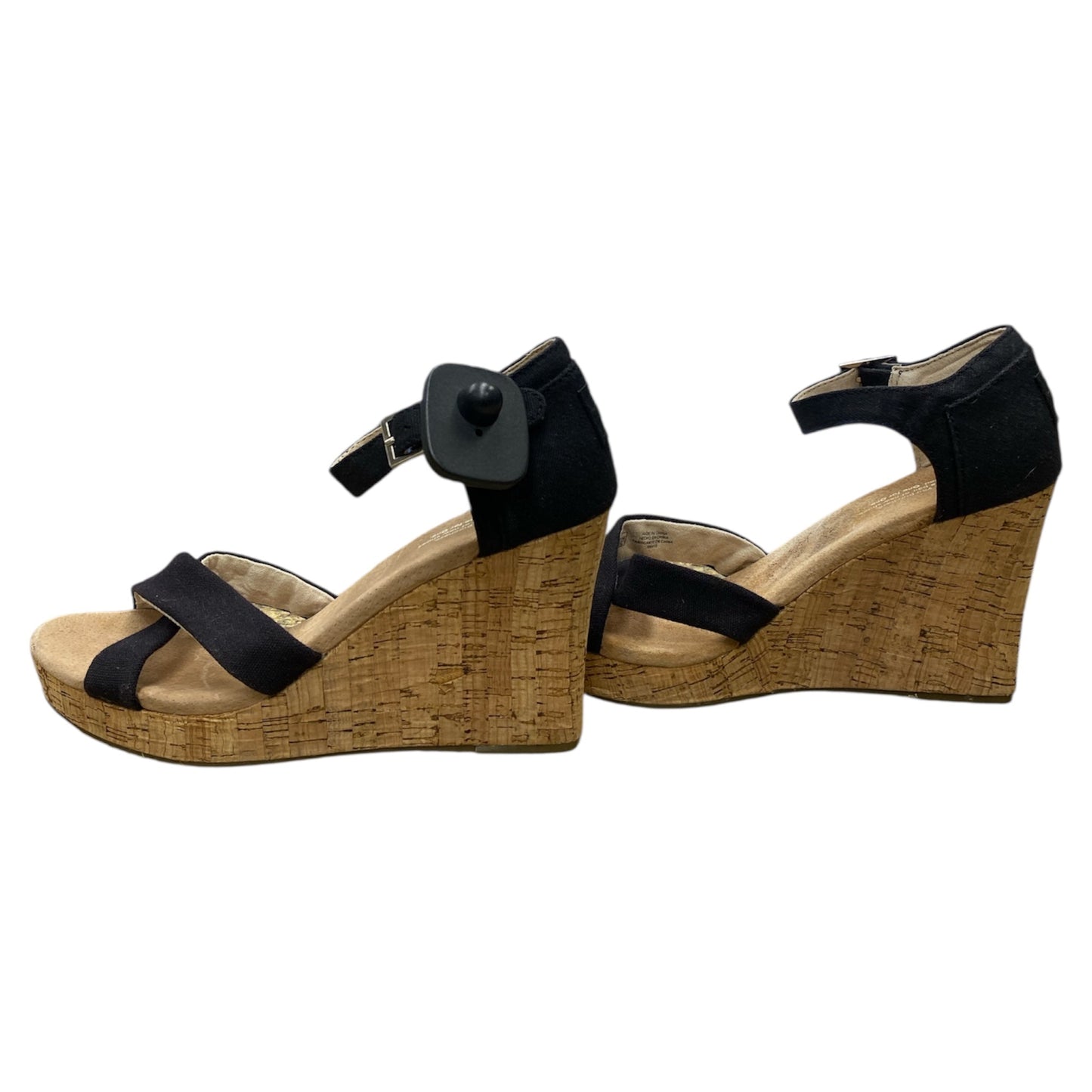 Sandals Heels Wedge By Toms In Black, Size:9.5