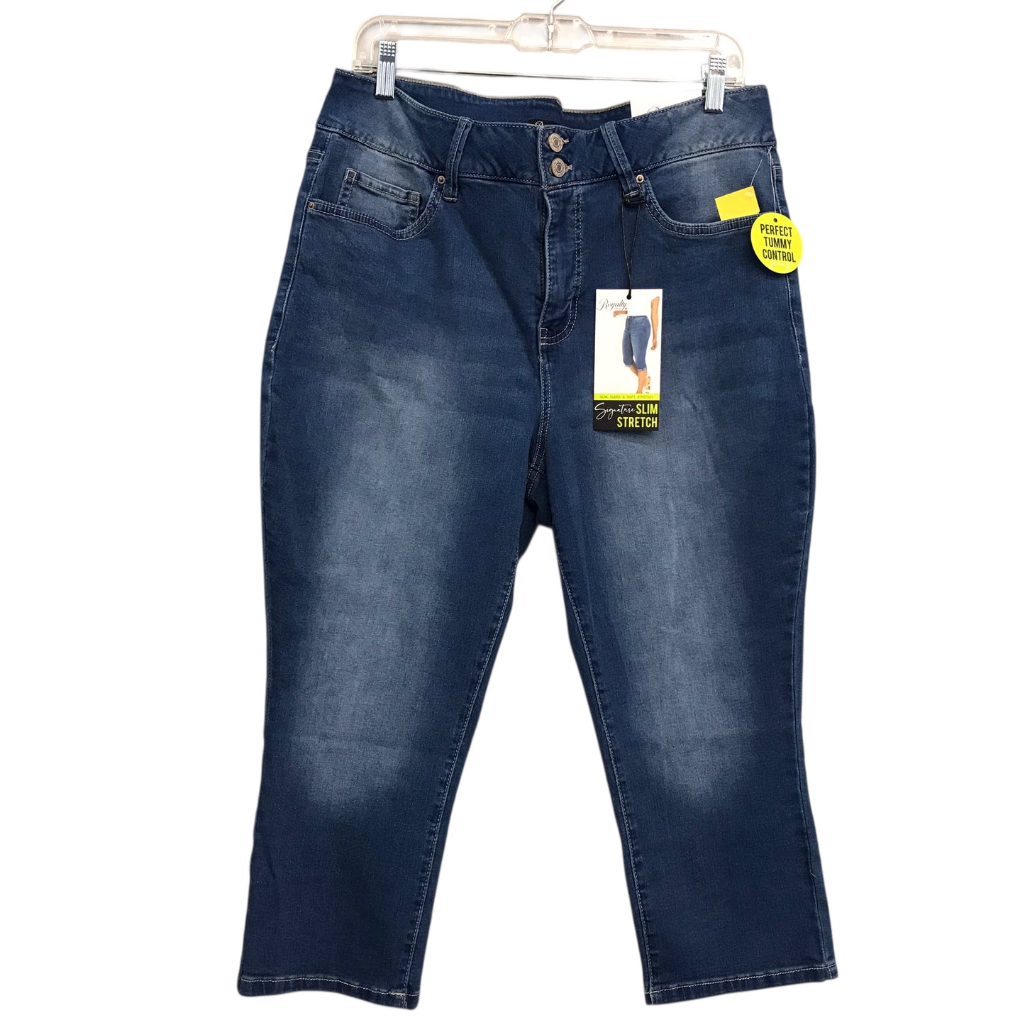 Jeans Cropped By Royalty In Blue Denim, Size:14