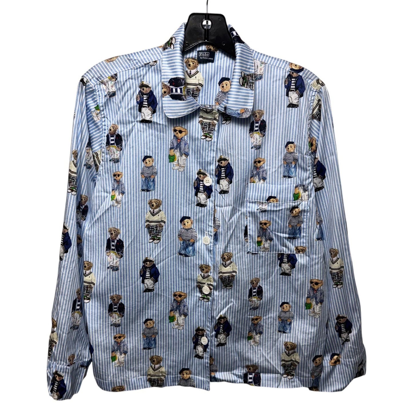 Polo Bear Cotton Sateen Pajama Set By Polo Ralph Lauren In Striped Pattern, Size: M ESTIMATED