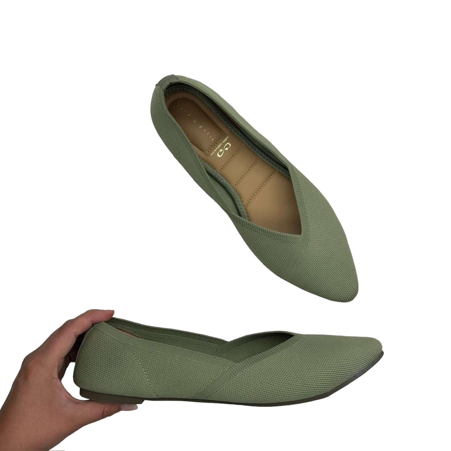 GREEN KELLY AND KATIE SHOES FLATS, Size 10