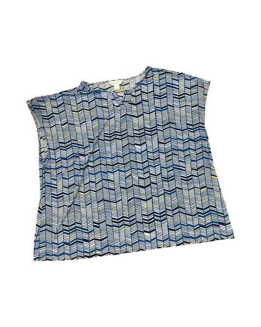 Top Sleeveless By Liz Claiborne In Blue & White, Size:2X