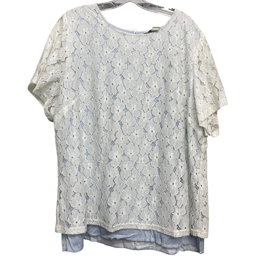 Top Ss By Cj Banks In Blue & White, Size:2X