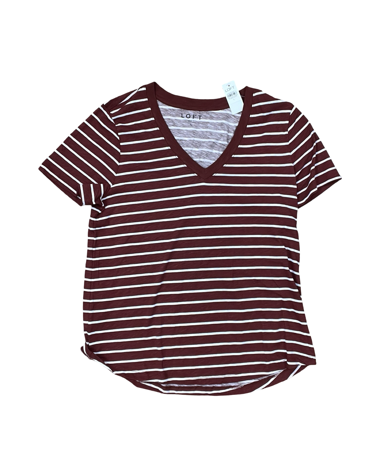 Top Ss By Loft In Brown & Cream, Size:L