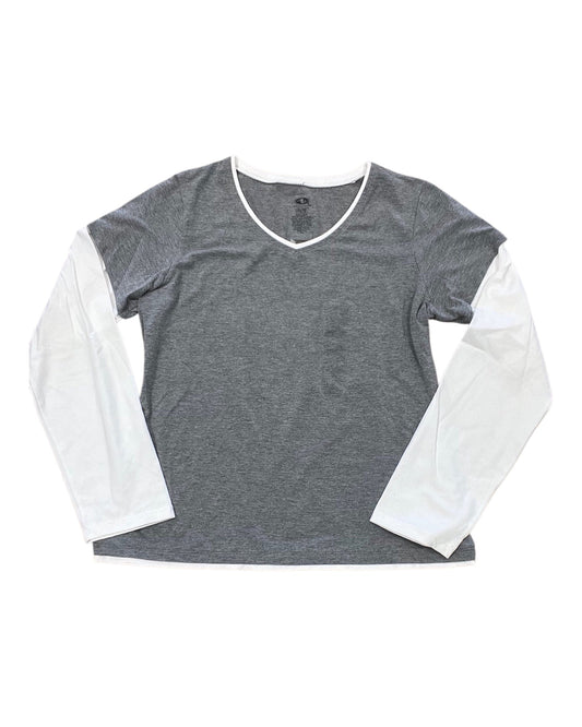 Top Ls By Athletic Works In Grey & White, Size:Xl